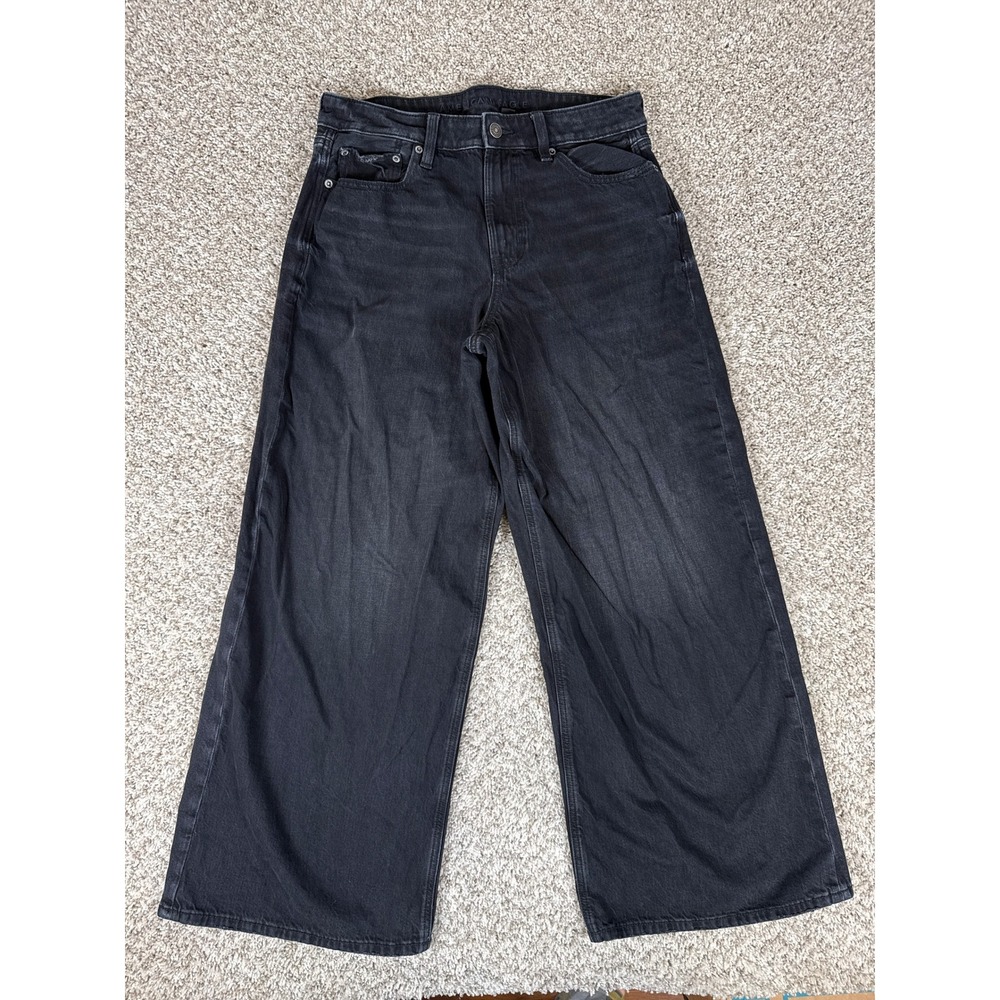 American Eagle Jeans Womens 6 Short Black Ultra Wide Leg Super High Rise STRIGID